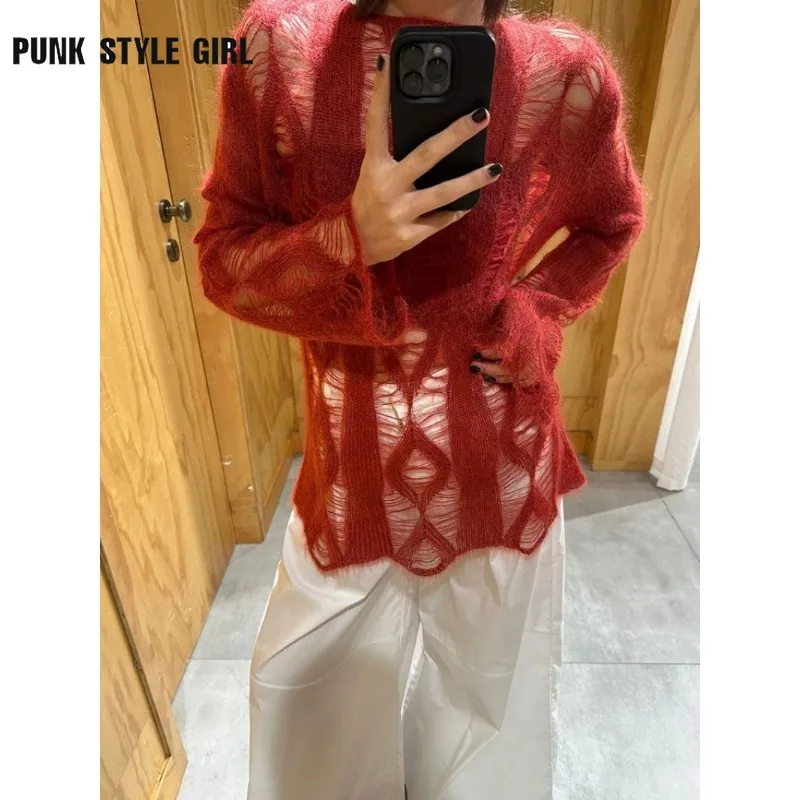 Однотонный женский свитер в стиле Kpop Y2K трикотажная одежда Харадзюку весенние