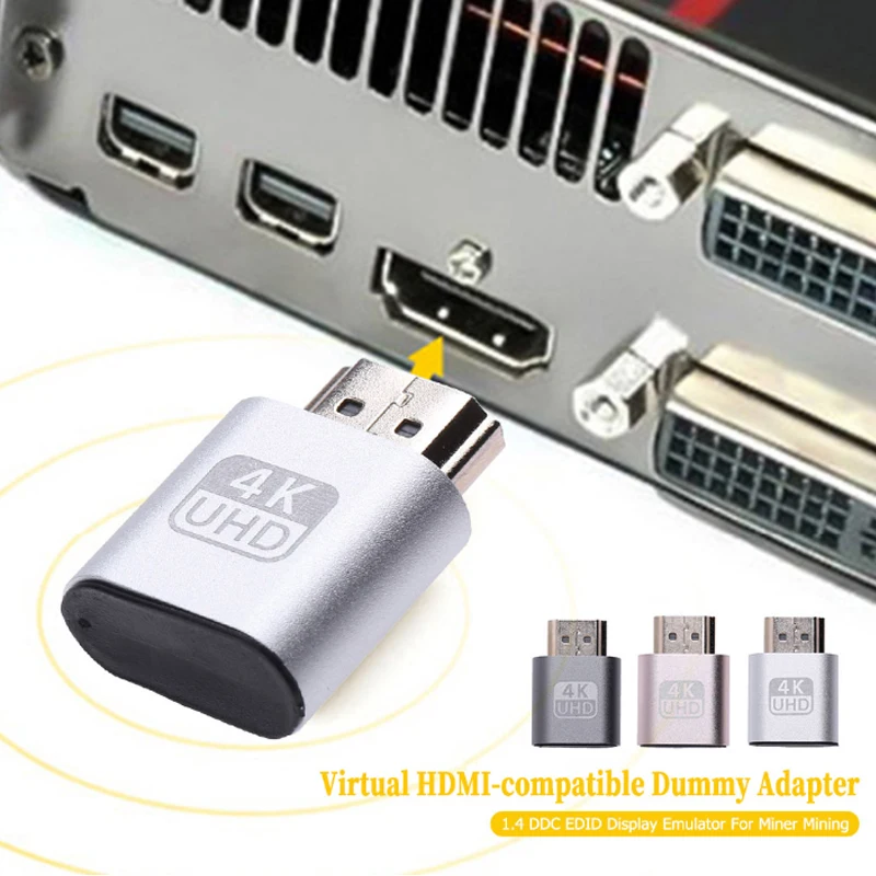 

Совместимый с HDMI видеоадаптер 4K HD 1,4 DDC EDID виртуальный штекер Блокировка вилки графической карты эмулятор вилки Подходит для майнинга BTC