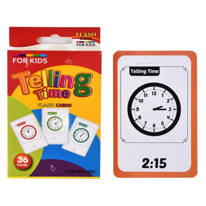 

New Clock Time Teaching Cards Flashcard 36pcs Time Telling Learning Card Toy Preschool Stationery Activity Center Props Toy
