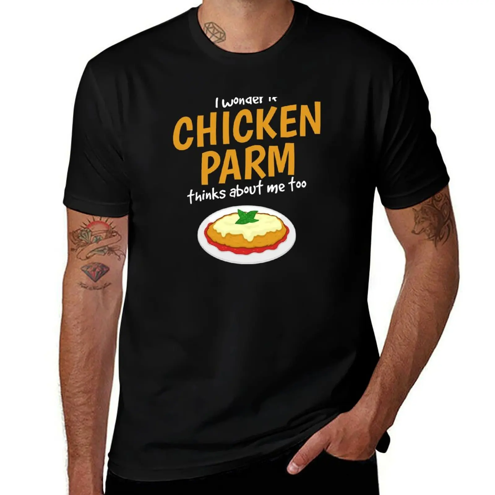 Italian Foodie Think About Chicken Parm graphic T-Shirt kawaii clothes baggy shirts tee t for men