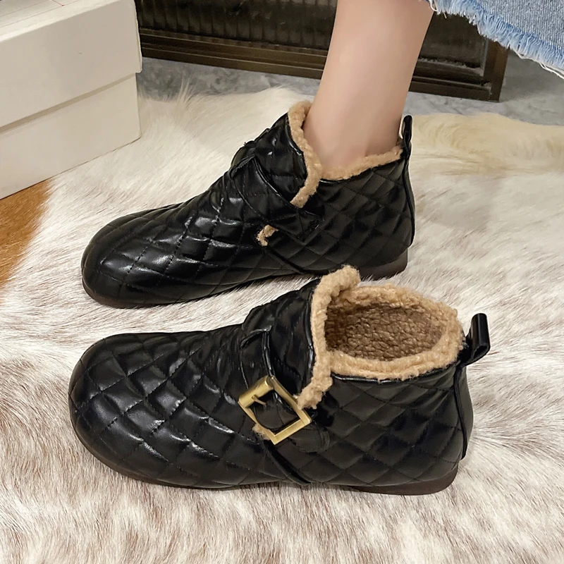 

Winter Plush Cotton Chelsea Ankle Boots Women Flats Platform Shoes 2022 New Casual Shoes Designer Ladies Snow Fur Warm Botas