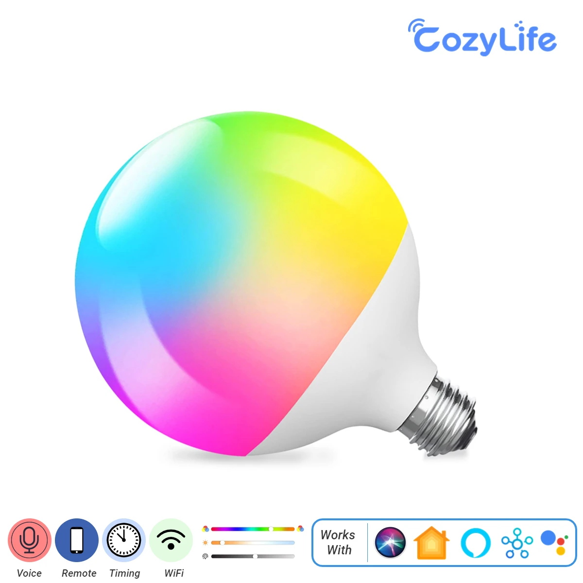 

HomeKit G120 Globe Light Bulb Works with Apple Siri Alexa ,WiFi LED Smart Bulbs 18W E27 Dimmable Multicolor 2700K-6500K RGBCW