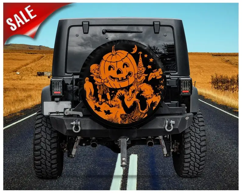 

Halloween Pumpkin, Pumpkin Halloween gifts For her, Gift For Mom, Car Accessories, Spare Tire COVER CAR, Halloween gifts