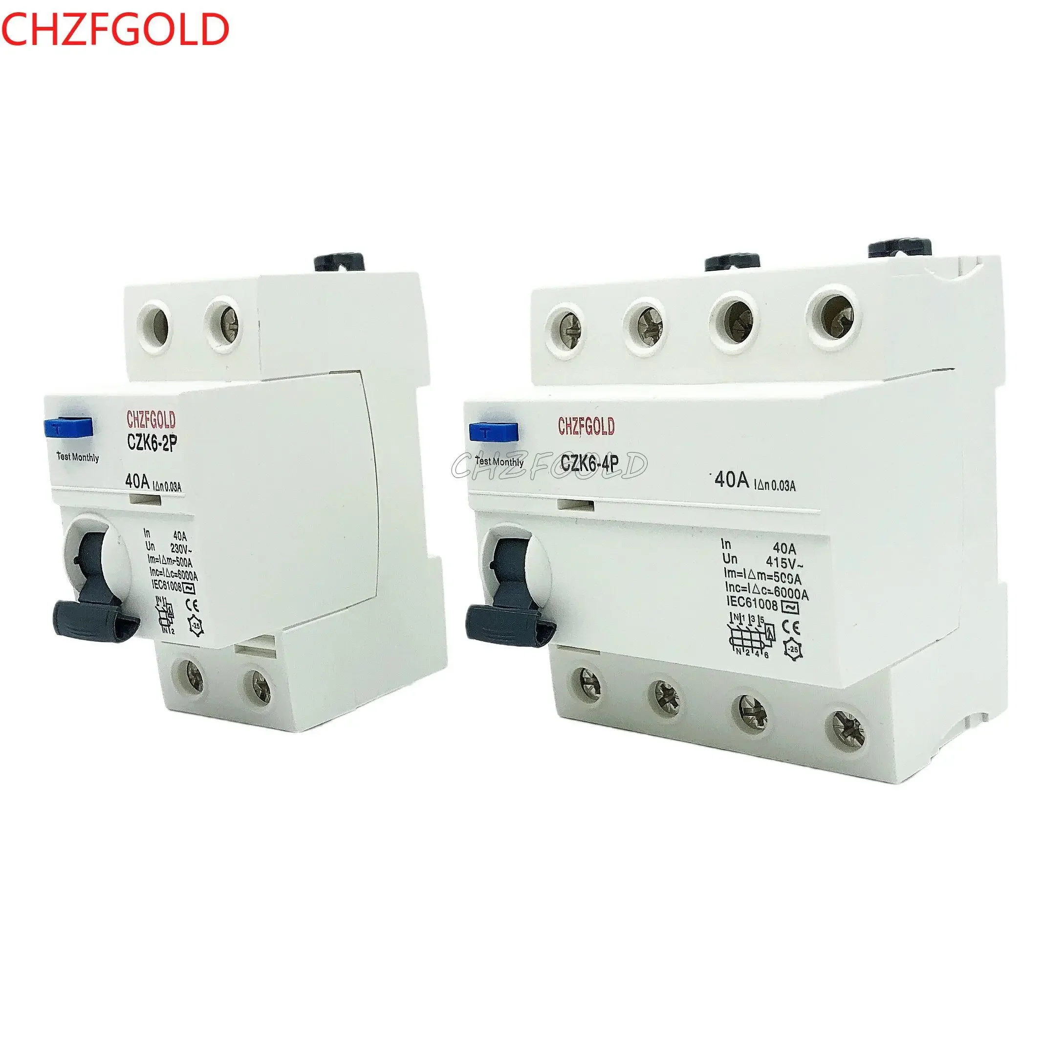 4P16A 63A 10mA 30mA 100mA 10KA RCCB RCD 230V Электромеханический выключатель остаточного тока