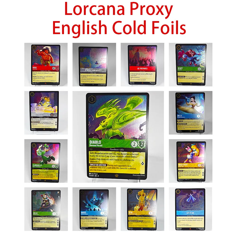 Lorcana Proxy Cold Foil Английский Высокое качество TCG Play Game Cards clarabelle duck diablo beast princeouven let it go