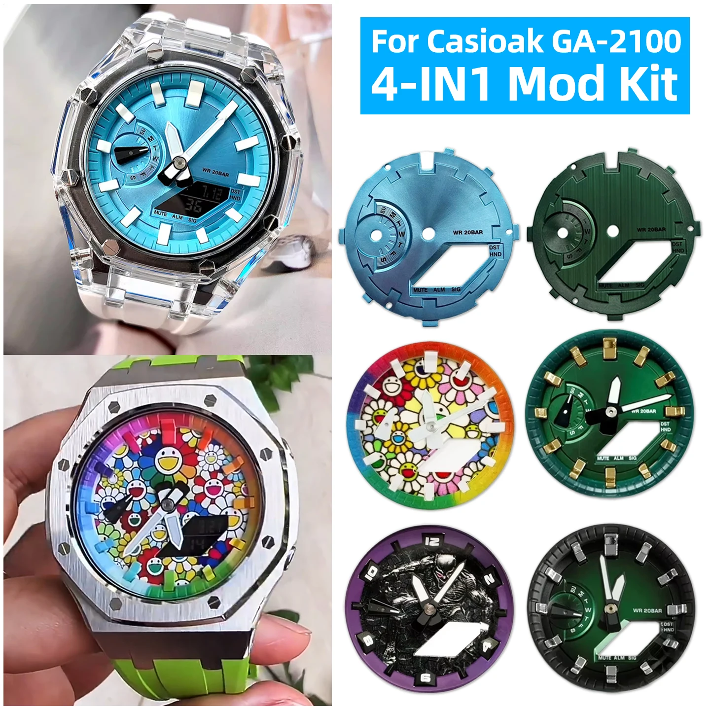 Фото Набор металлических индексных колец для часов G-SHOCK Casio GA2100 2110 GA-2100, полный комплект светящихся модифицированных деталей, аксессуары для замены часов. №1