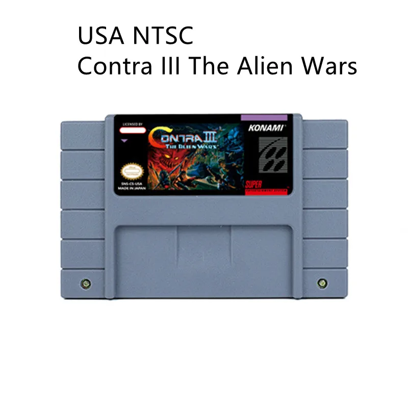 

Contra III The Alien Wars Action Game for SNES USA 16 BitRetro Cart Children Gift