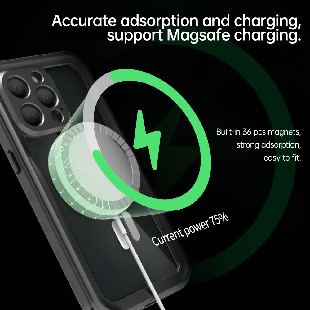Magsafe IP68 Waterproof Case For iPhone 14 13 Pro Max Luxury Cover 360 Protect Seal Pouch Coque iPhone14 Plus Shockproof Funda