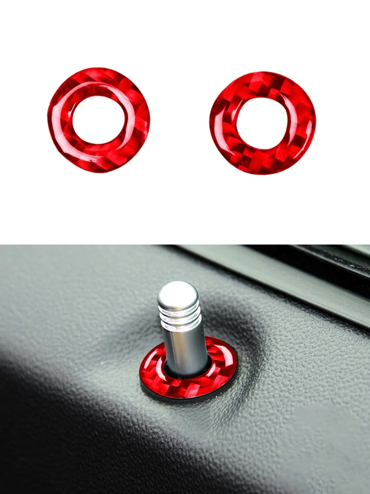 

Наклейки из углеродного волокна для дверного замка, 2 шт./комплект, кольцевая крышка, отделка салона автомобиля, декоративные аксессуары для Dodge Challenger 2008 - 2014