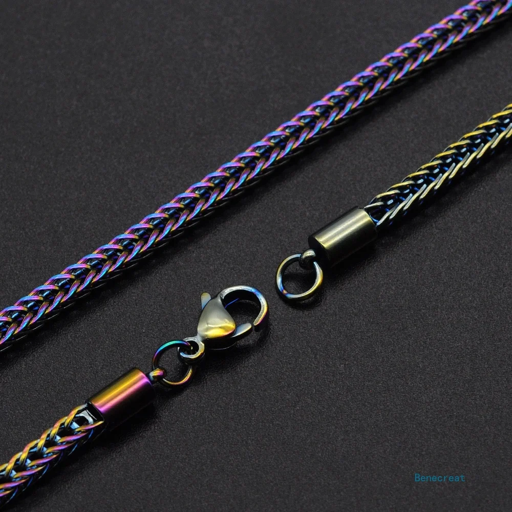 

1PC 304 Stainless Steel Wheat Chain Necklaces with Lobster Claw Clasps Multi-color 19.9 inches(50.5cm) 3mm