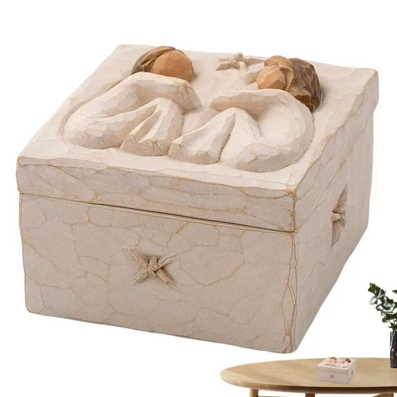 

Sculpted Hand-Painted Keepsake Box Resin Decorative Jewelry Treasure Gift Box Organizer Crafted Trinket Memorabilia Box Gifts