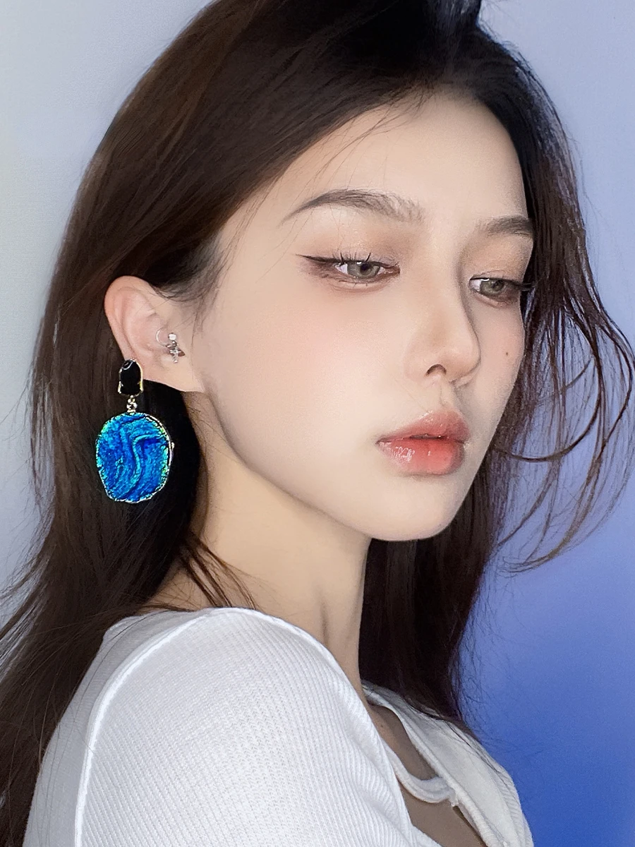 

Голубые серьги Klein, роскошные светлые высококачественные серьги, новинка 2022, модные уникальные дизайнерские серьги для женщин