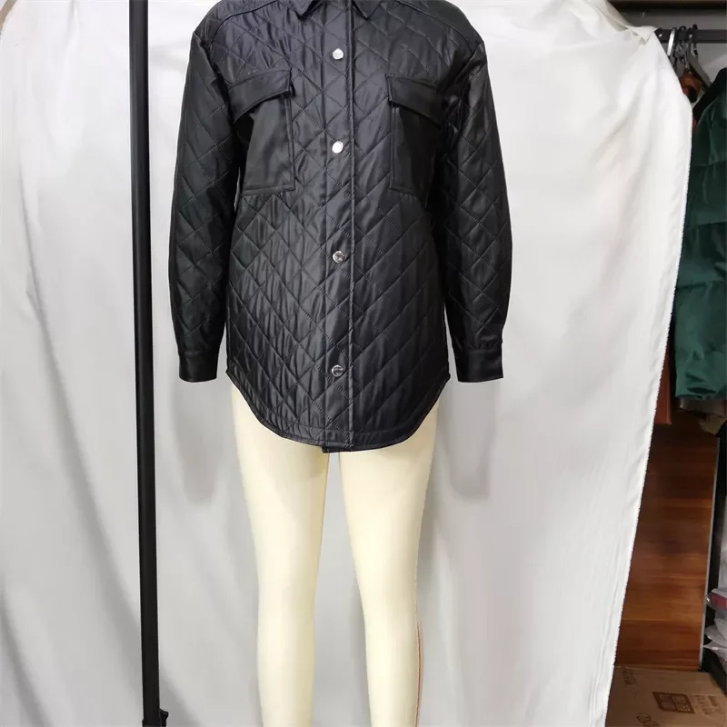 

Женская теплая куртка из искусственной кожи с карманами, рубашка с длинным рукавом в стиле ретро, верхняя одежда, уличная одежда, 2021