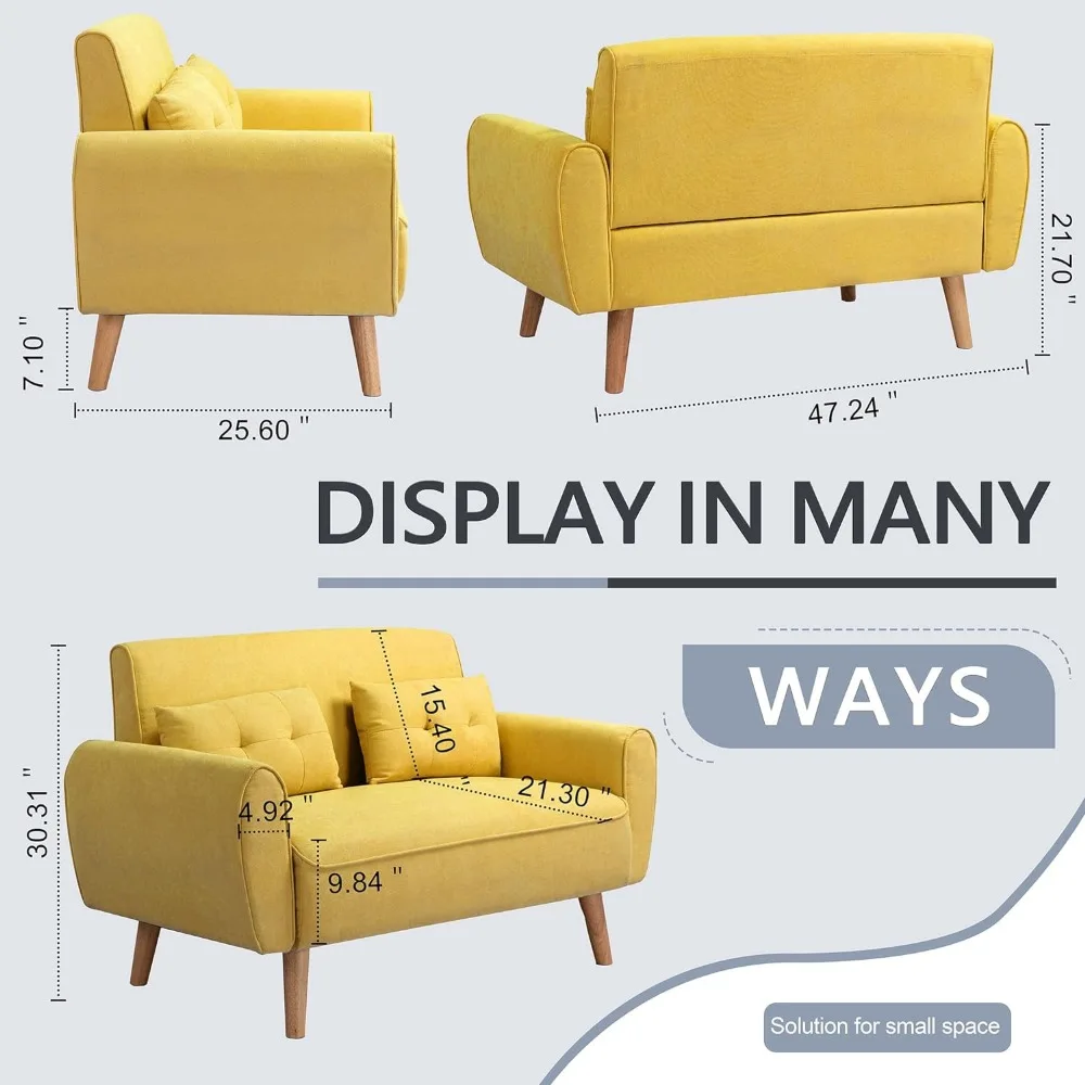 Маленький современный диван для влюбленных 47 дюймов двухместный из ткани с