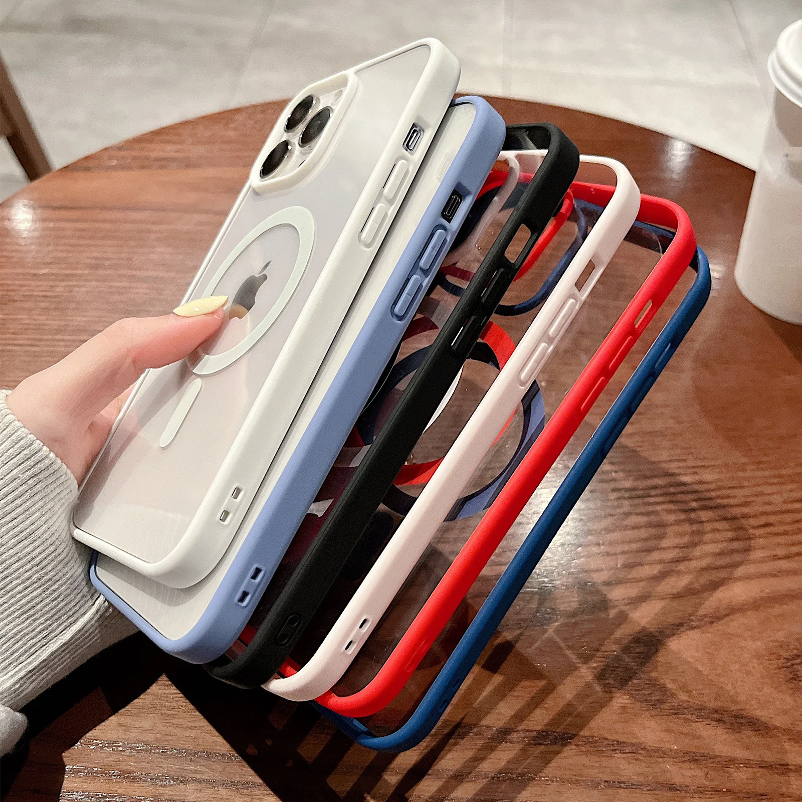 Мягкий Силиконовый противоударный прозрачный чехол MagSafe для iPhone совместим с