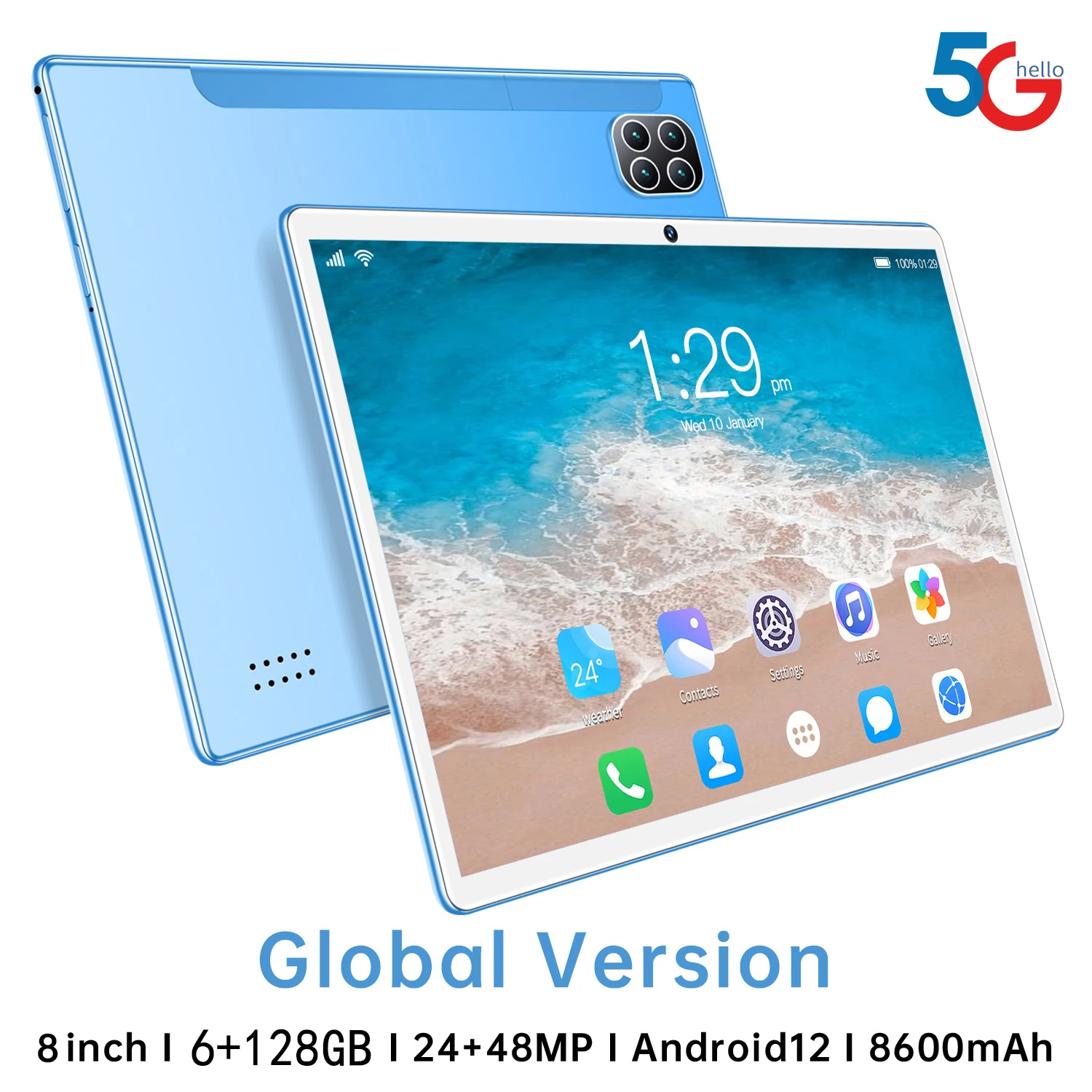 H960 Tablet PC Android 12 Cheap Pad 8 Inch Google Play 128GB Deca Core 8600mAh 3G/4G/5G WIFI GPS Laptop Global Version Netbook