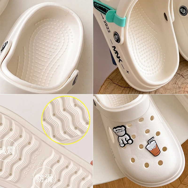 Women Hole Shoes Summer Non-slip Couples EVA Sandals Girl Beach Shoes Home Slippers Outdoor Personalized Sandals Women Slippers