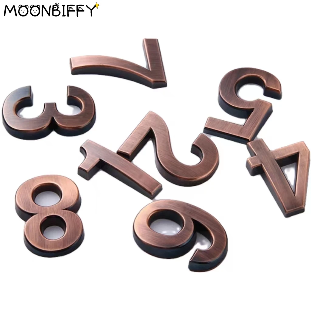

7CM Red Bronzed House Number Sticker ABS Plastic Modern Plaque Number House Hotel Door Address Digits Sticker Plate Sign 0-9