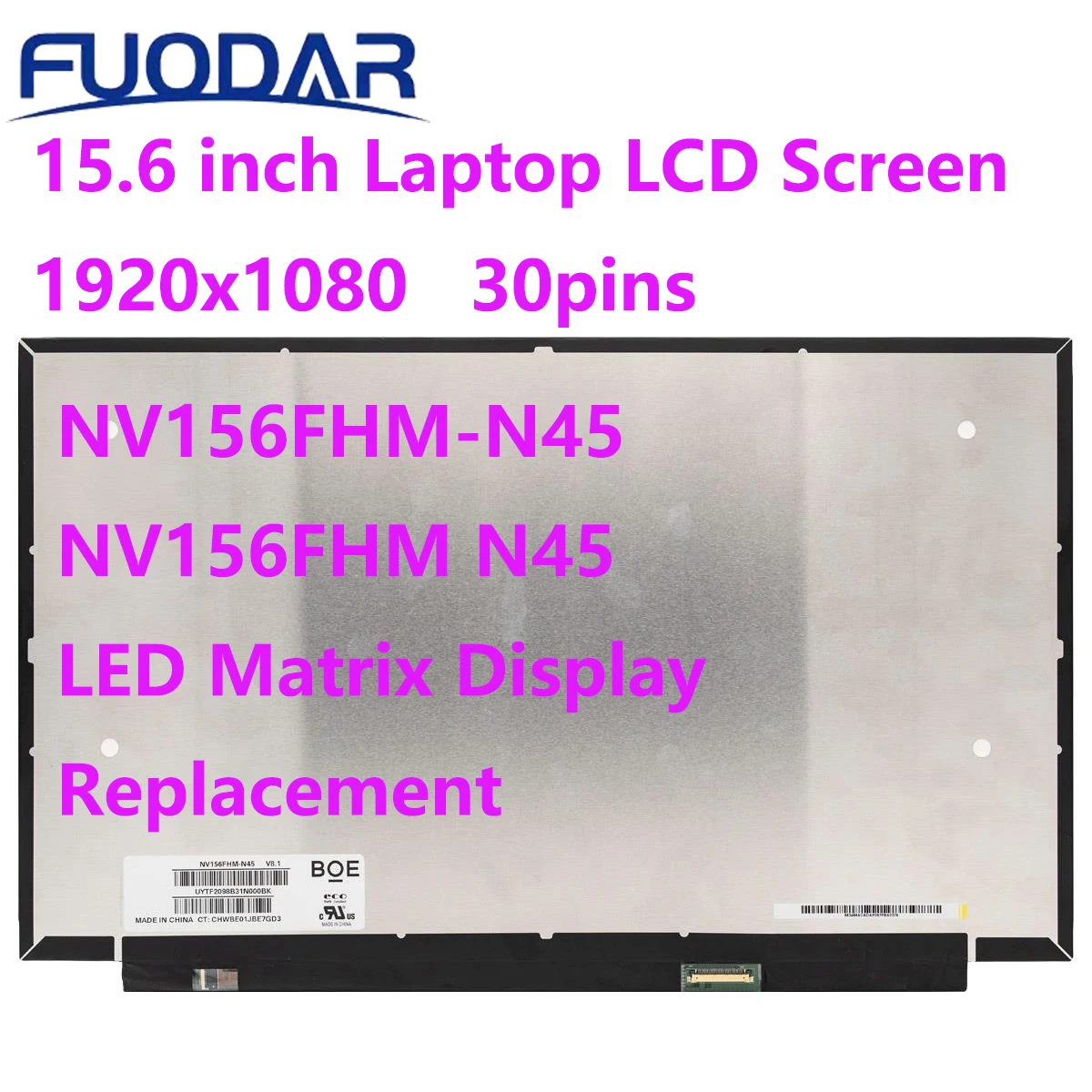 

Оригинальный ЖК-экран для ноутбука 15,6 дюйма, NV156FHM-N45 NV156FHM N45, светодиодный матричный дисплей, замена панели IPS FHD 1920x1080, 30-контактный eDP