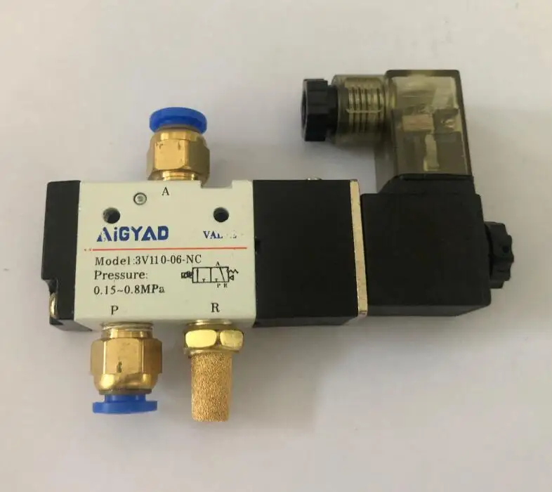

3-ходовой Пневматический регулирующий клапан 3V110-06, 12 В, 1/8 дюйма, Электрический газовый магнитный клапан, корпус из алюминия