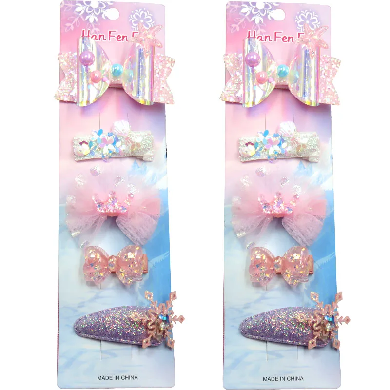 

10PCS/LOT Cute Snow Elegant Baby Girls Clip Leather Bow Child Tie Knot Creativity Handmade Hairpins Hair Accessories For Kids
