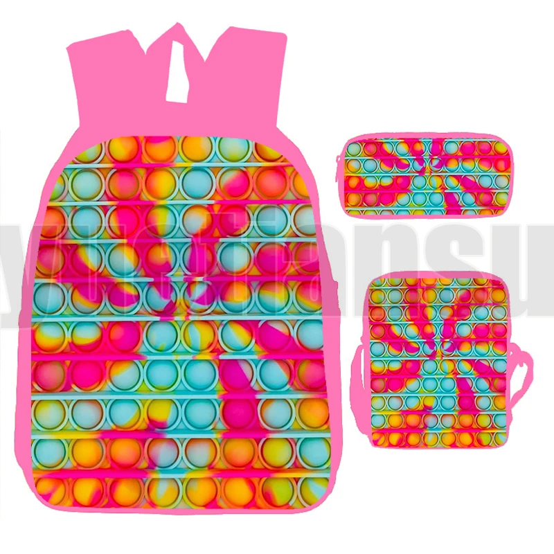 

2022 New Fashion Rainbow Bubble Backpack Anime 3D Print Candy Colors Teenager Laptop Pink Book Bag Schoolbags Funny Family Games
