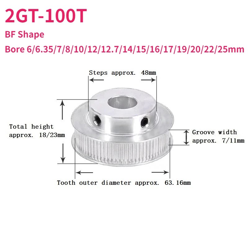 

Детали для 3D-принтера GT2, зубчатый шкив 2GT 100, отверстие зуба 6/6, 1 шт. 35/7/8/10/12/12. Синхронные колеса 7/14/15/16/17/19/20/22/25 мм