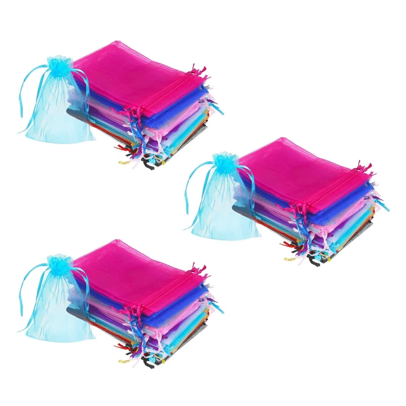 

Подарочные мешочки из органзы, 150 шт., 4 по 6 дюймов, мешочки для ювелирных изделий на шнурке, свадебные сумочки для вечеринок (разноцветные)