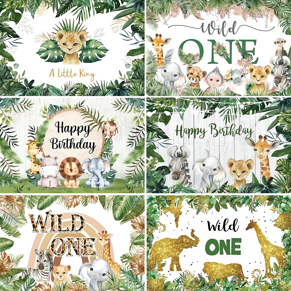 Tropical Jungle Safari Photography Backdrops Forest Animal Wild One Party Newborn Baby Shower Child Birthday Photo Background