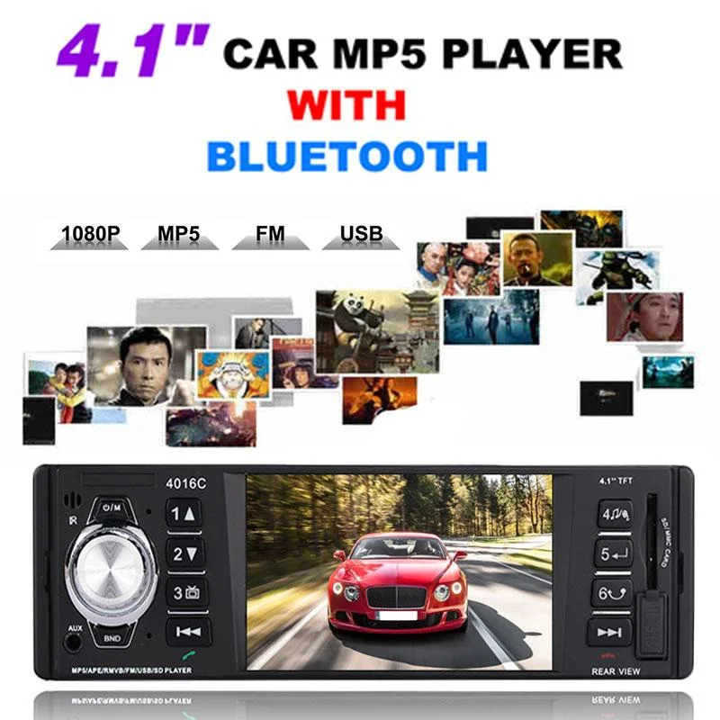 

4.1 inch Car Bluetooth MP5 Player Car Radio 1 Din Auto Audio Car Stereo FM Bluetooth AUX Rear View Camera MP5 Subwoofer