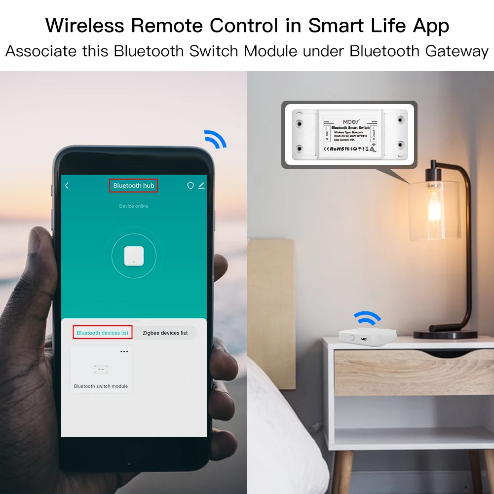 Релейный модуль MoesHouse Bluetooth одноточечный пульт дистанционного управления Sigmesh