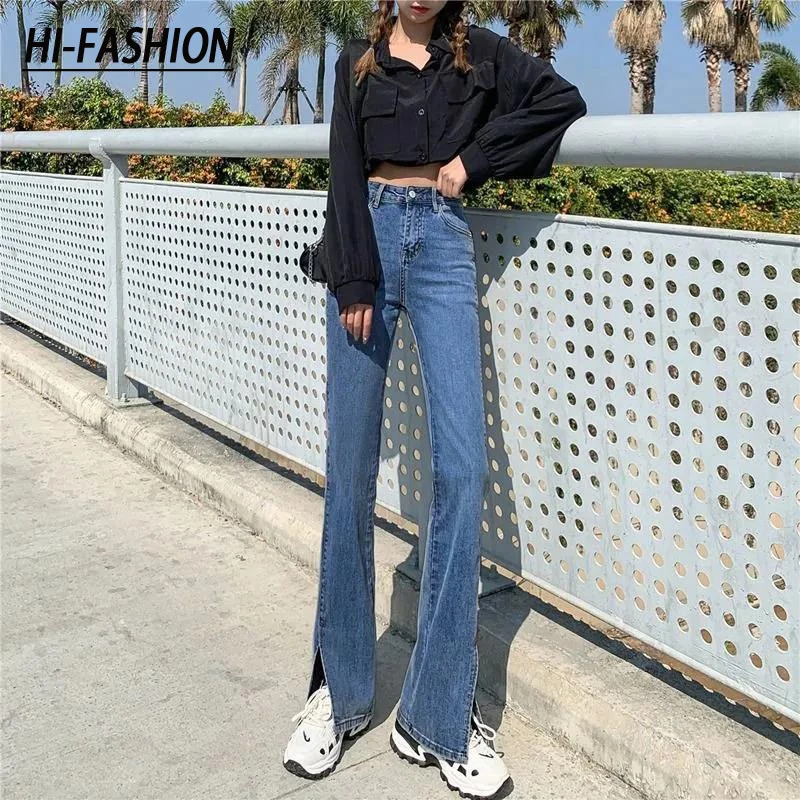 

HI-FASHION Loose Split Mom Jeans Woman Plus Size Denim Pants High Waist Trousers Women Jean Taille Haute Femme