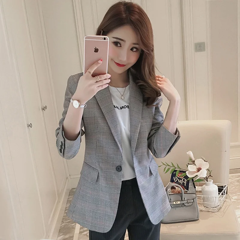 Ретро клетчатый костюм женское короткое пальто осенняя одежда 2024 новый