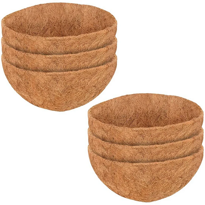 

6 Pcs Round Coconut Liner Natural Coconut Fiber Basket Coconut Replacement Liner For Hanging Baskets Planters Flowers