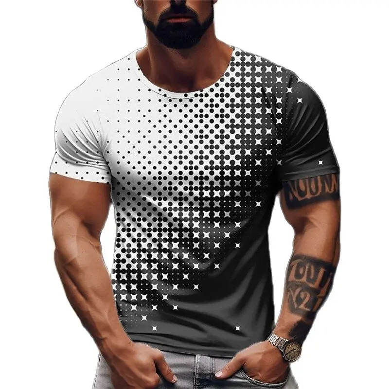 

Contrast Gradient Polka Dot Print T Shirt For Men Summer Fitness Run Tracksuits Men's Tee Casual O-neck Short Sleeve Sports Tops