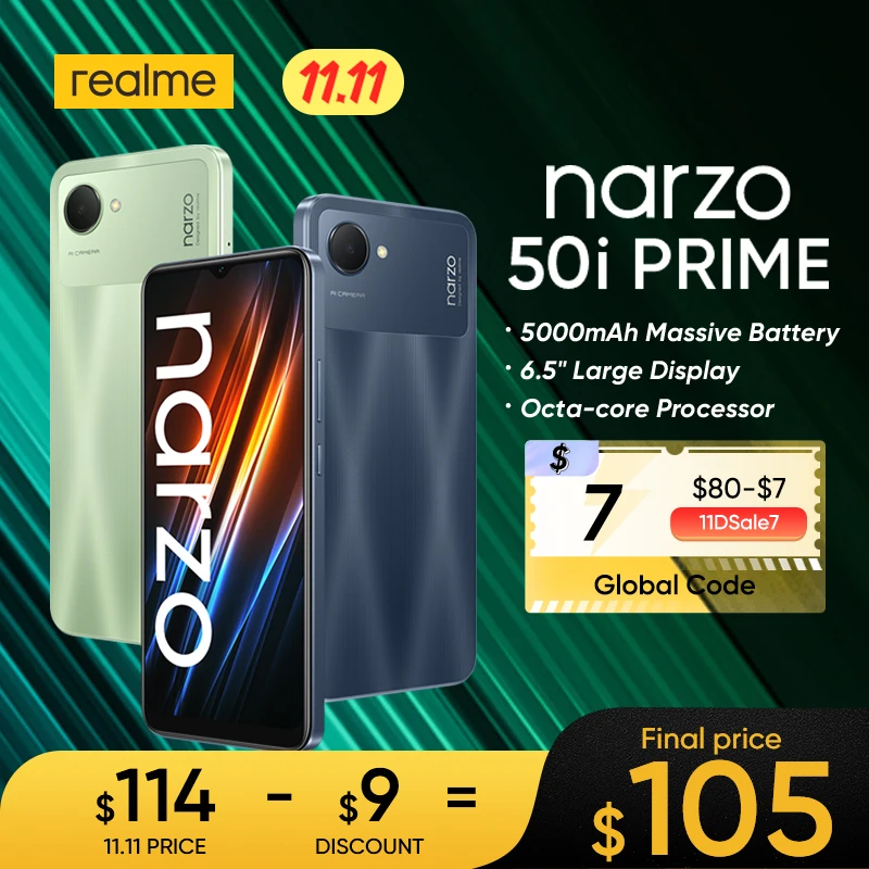 Cena [Wersja Rosyjska] Realme Narzo 50i Prime Nowy Smartfon 5000mAh Masywna Bateria 6.5 'duży Wyświetlacz Potężny Ośmiordzeniowy Procesor