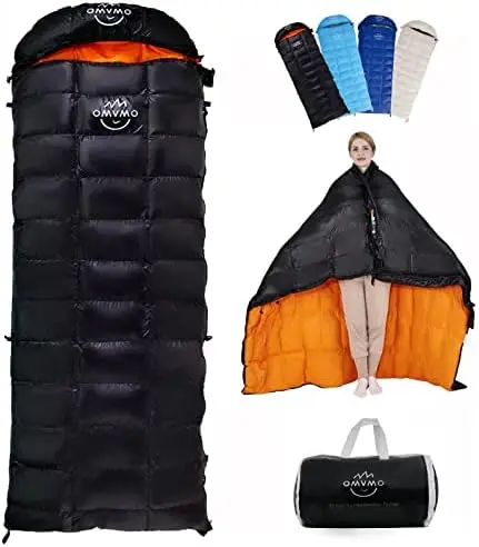 

5 10 15 Degree 650/800 Fill Power Rectangle Duck/Goose Down Sleeping Bag for Adults,Ultralight Wearable 4 Season Envelope Sleepi