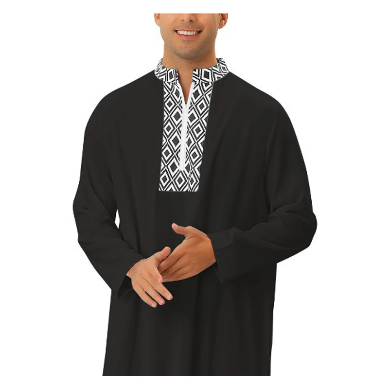 Islam Muslim Men Clothing Casual Jubba Thobe Abaya Homme Musulman Caftan Islamic Robes Pakistan Arabia Djellaba Fashion Dress