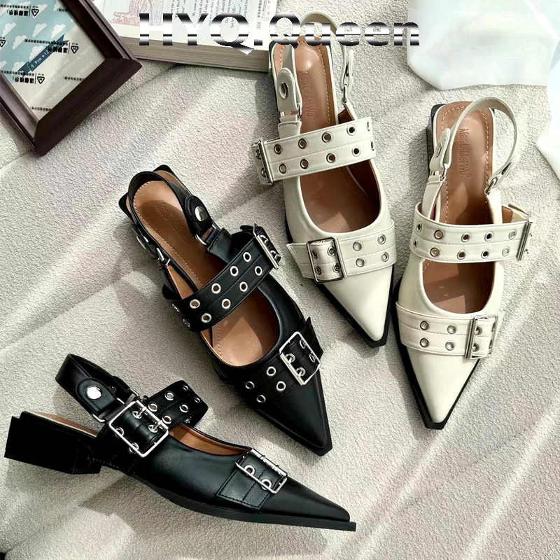 

Casual Women Flat With Shoes Designer Buckle Fashion Ladies Flats Shoes For Pointed Toe Casual Female Sandals New Mules