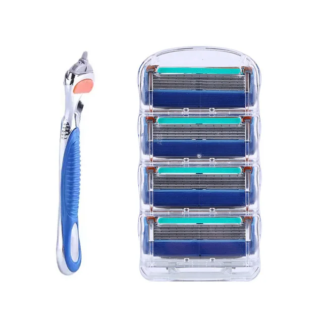 

1 handle +4pcs Razor Blades For Men 5 layer facial care shaver cassettes shaving blades