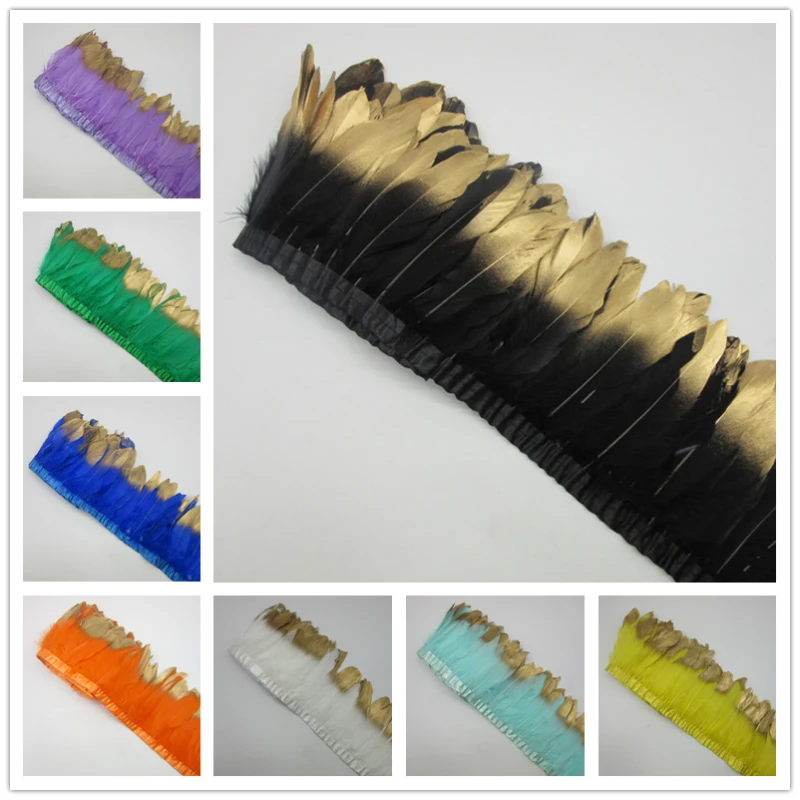 

6yards/lot Gold Goose Feather Trim Clothing 4-6 Inch 10-15CM Feather Ribbon Sewing Accessories Craft DIY Plume Skirt Decorative