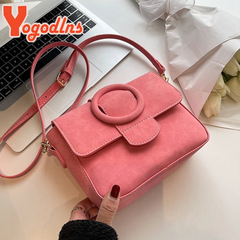 

Yogodlns милая розовая сумка на плечо с клапаном для женщин из искусственной кожи Сумка через плечо модная новая сумка-портфель bolsa