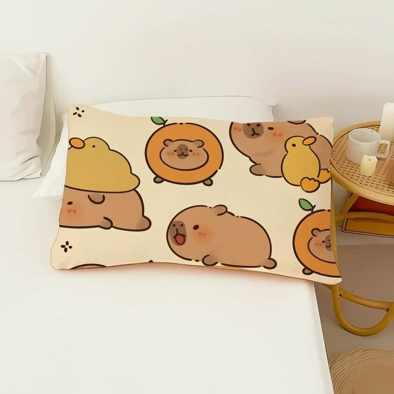 

Декоративная наволочка MINISO с принтом Kapibala, полиэстер велюр