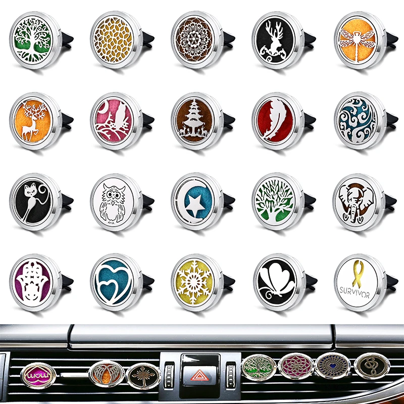 

Refillable Car Air Freshener Smell Perfume Diffuser Clip Auto Vent Essential Oil Stainless Steel Locket Interior Accessories