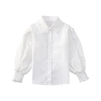 girls blouse spring autumn children white long sleeve shirts for girl cotton korean teeange school bottoming tops 4 14 years