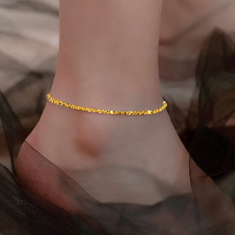 

Thin Twist Chain Bracelet 925 Silver Anklet Gold Color Link Chain Anklets for Women Jewelry Summer Beach Party Barefoot Gift
