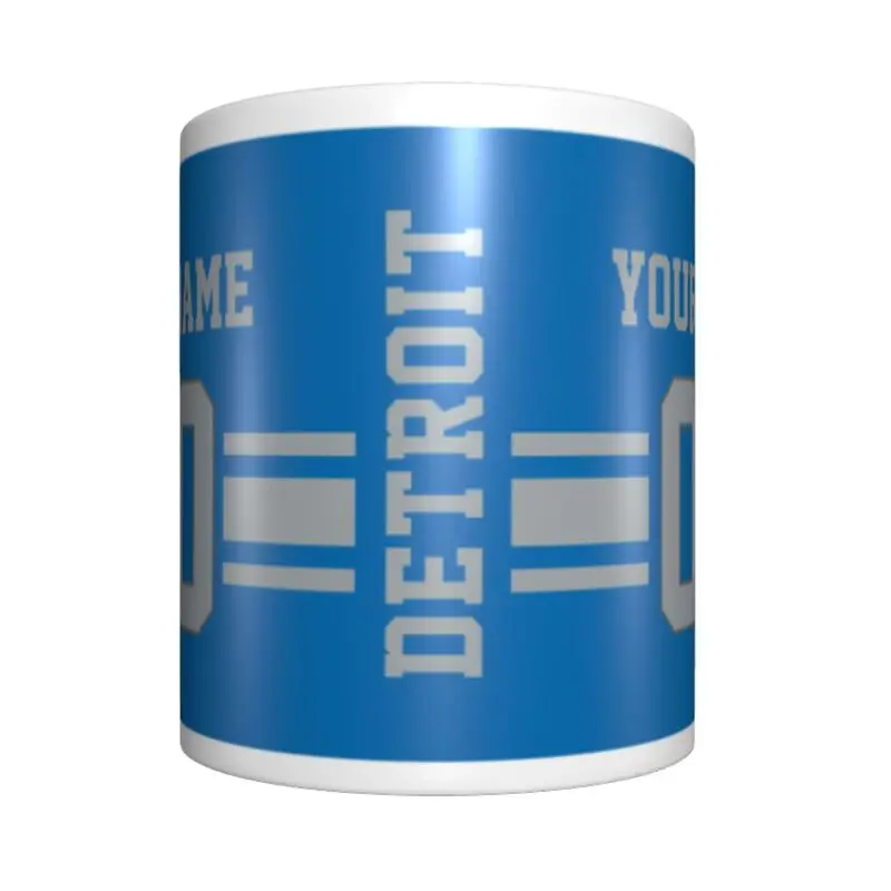 Кофейная кружка с именем и номером Детройта на заказ для фаната футбола