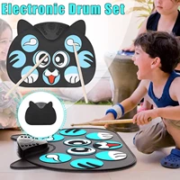 portable kids electronic drum kit 9 silicone drum pads percussion with drum foldable drum kit foot sticks usbbattery z6h4
