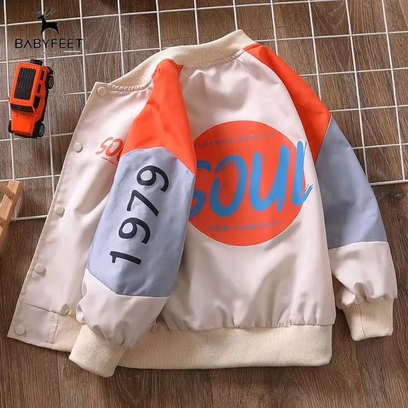 

Boys' Baseball Jacket Spring and Autumn 2023New Medium and Big Children Color Matching Western Style Fried Street Jacket Loose