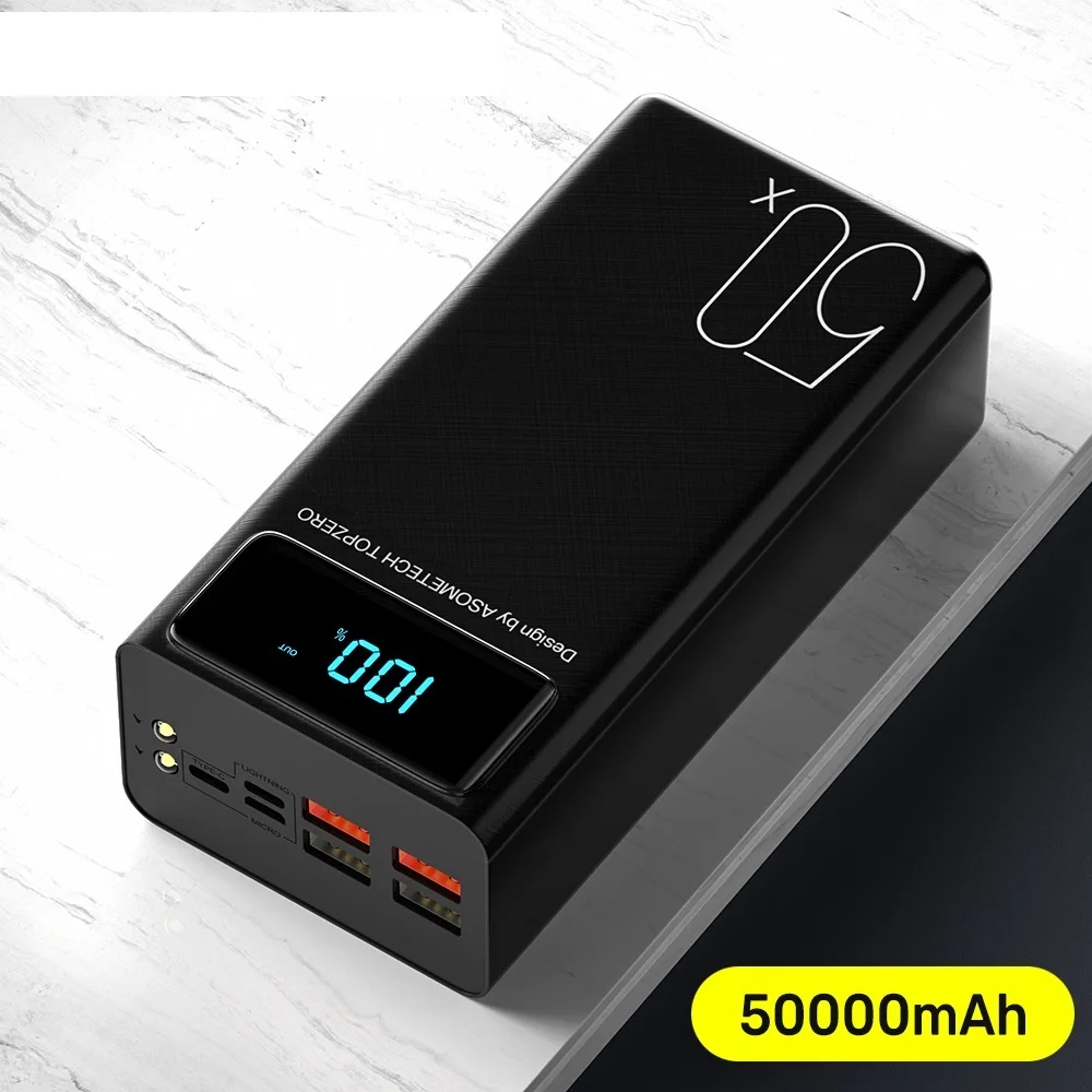 

Power Bank 50000mAh Large Capacity LED Powerbank 50000 mAh 2.1A Fast Charging External Battery Charger For iPhone Xiaomi Samsung